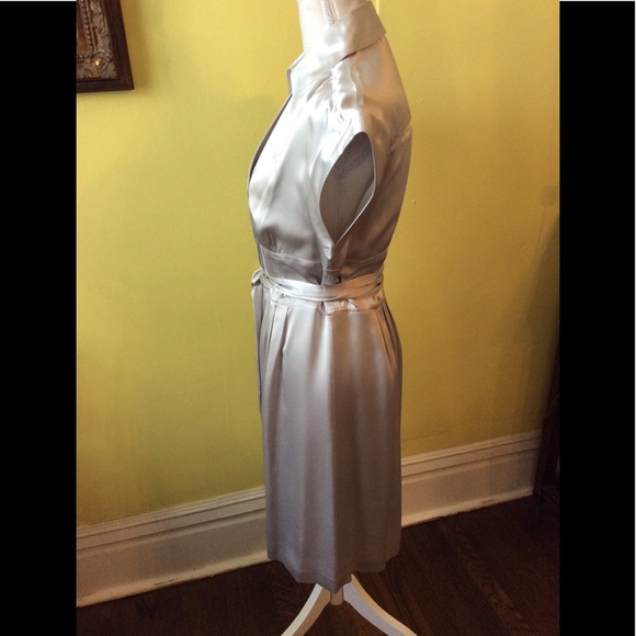 INC NWT Beautiful Silver Silk Belted Dress Size 10 - Picture 4 of 9